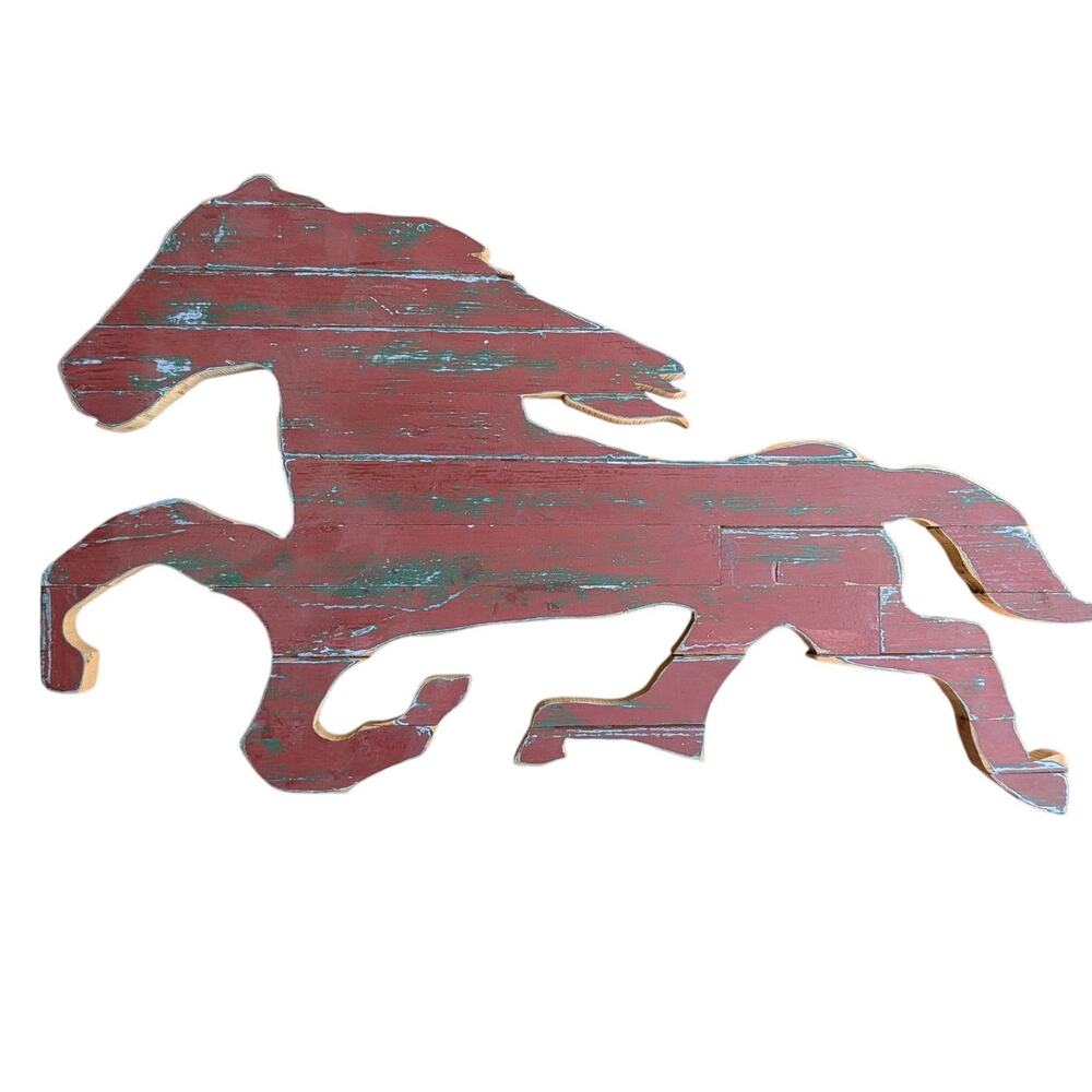 Large Wooden Rustic Horse Home Decor